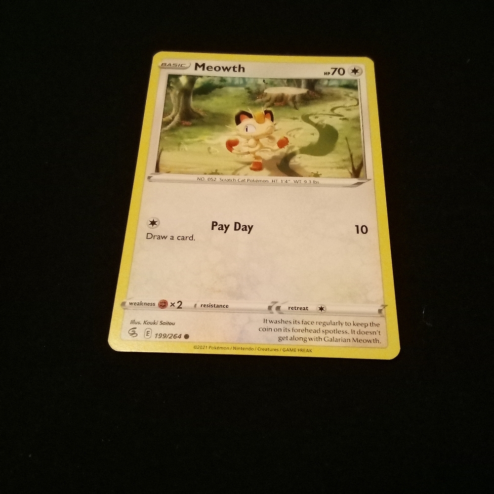 Pokemon Meowth 199/264 Fusion Strike Common Non Holo